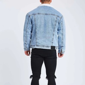 Men's <b>Light</b> Blue Denim <b>Jacket</b> With Faux Fur Lining Turn-down Collar Single Breasted Casual Winter Wear - Product Image 3