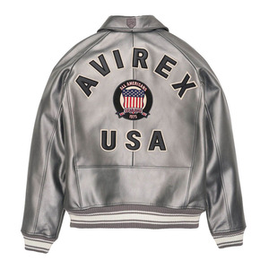 Custom Avirex Men's PU Bomber <b>Jacket</b> With Embroidered Patch Front Zipper Turn-down Collar Casual Style Autumn Wear Bomber <b>Jacket</b> - Product Image 2