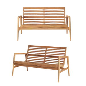 Banc de jardin en teck naturel à prix de gros, banc de patio pour 2 personnes avec accoudoirs, pour mobilier de jardin et de maison - Product Image 6