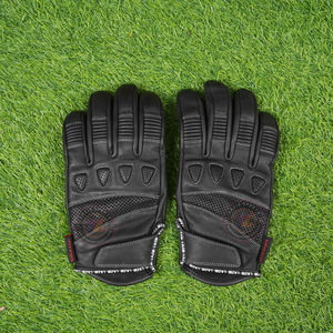 Gants de moto en cuir véritable pour hommes, gants de protection haut de gamme à doigts entiers, paume perforée respirante pour motards de rue - Product Image 2
