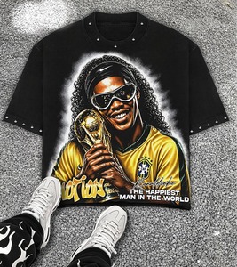 T-shirt vintage OEM 100% coton lourd unisexe pour homme, coupe ample, impression numérique, écologique, séchage rapide, col rond, manches courtes - Product Image 2