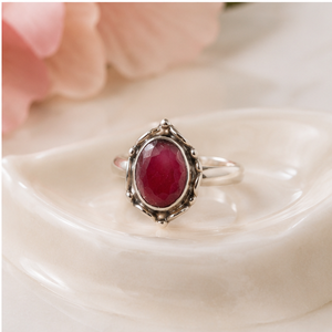 Handcrafted 925 Sterling Silver Lab Created Ruby Bezel Setting <b>Ring</b> | Women's Classic <b>Statement</b> <b>Ring</b> | Artisan Silver Jewelry - Product Image 3