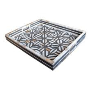Plateau de service rectangulaire en nacre incrustée, fait main, de qualité supérieure, prix d'usine, plateaux décoratifs artisanaux en nacre. - Product Image 2