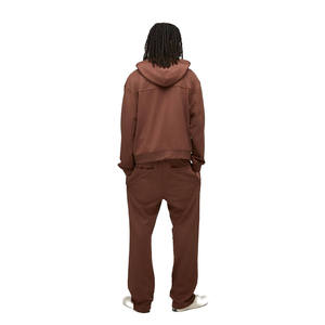 Ensemble survêtement homme noir avec sweat à capuche entièrement zippé orné de strass et pantalon assorti – Vêtements OEM ODM en gros - Product Image 5