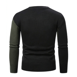 Pull en tricot côtelé à blocs de couleur pour homme (col rond coupe ajustée) - Product Image 2