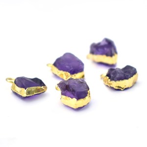 Natural <b>Amethyst</b> <b>Raw</b> Edge Electroplated Pendant Gold Plated Crystal Gemstone Jewelry Necklace for Women - Product Image 6