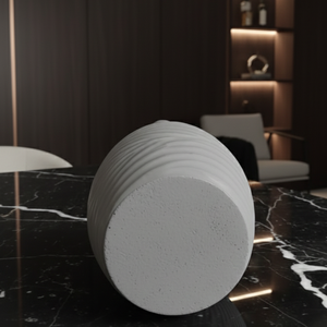 Florero de Metal Blanco Mate Texturizado de Lujo, Elegante Diseño Ondulado Hecho a Mano, Centro de Mesa Moderno para Decoración del Hogar, Unidad Individual - Product Image 4