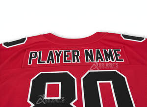 Maillot de football américain personnalisé pour équipe, rouge, col en V, manches courtes, sublimé, respirant, en mesh, uniforme sportif pour homme - Product Image 5