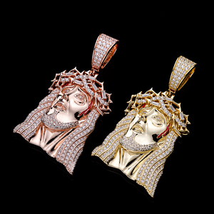 Colgante de Plata de Ley 925 Premium con Rostro de Jesús y Corona de Diamantes, Amuleto Religioso con Diseño Atractivo para Hombre - Product Image 3