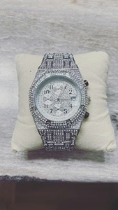 Krishnavii Luxury Vintage Analog Diamond Moissanite Men's <b>Watch</b> ETA Quartz Movement Stainless Steel <b>Case</b> Crystal Band Folding - Product Image 5