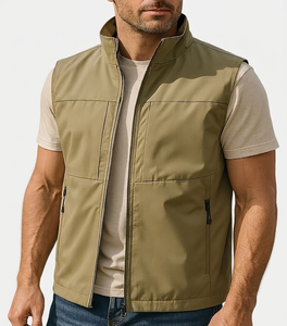 High Quality Men Windproof Cargo Vest Casual Sleeveless Jacket Custom Stand Collar Zipper Pockets Outdoor Body <b>Warmer</b> Wholesale - Product Image 3