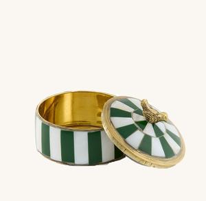 Boîte de rangement décorative en résine jaune et blanche à rayures avec couvercle doré, ronde, pour bijoux, nouvelle décoration de table, cadeau haut de gamme - Product Image 2