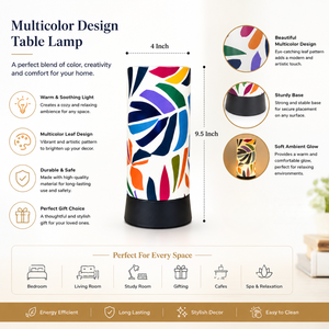 Multicolor Leaf Pattern Table Lamp Decorative Bedside <b>Night</b> Lamp Warm <b>Light</b> Fabric Shade E27 Compatible Modern Home Decor Gift - Product Image 5