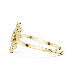 Anillo Floral de Oro Amarillo con Detalles de Diamantes Cultivados en Laboratorio, Elegante Anillo de Promesa con Diseño de Flor para Mujer, Joyería de Regalo - Product Image 4