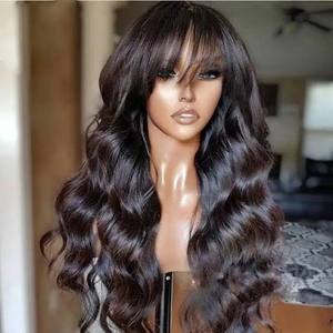 Perruque de Luxe de Marque Premium, Faite à la Main, avec Frange Élégante, Cheveux Brésiliens Remy Soyeux, Double Trame Faite à la Machine, Fabrication OEM en Gros - Product Image 1