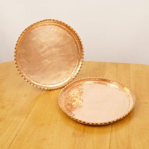 Plateau rond en métal doré de luxe, décoré de motifs floraux, vaisselle de mariage, centre de table décoratif pour hôtel, décoration de la maison - Product Image 5