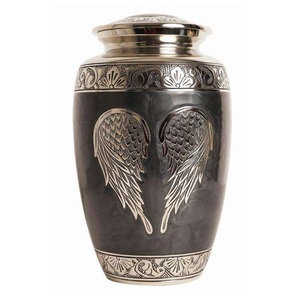 Urna Funeraria de Metal para Adultos, Color Blanco Hueso, con Alas de Ángel Plateadas Grabadas, Estilo Americano/Europeo, para Guardar Cenizas - Product Image 3