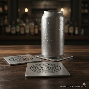 Posavasos de cerveza metálicos reutilizables, duraderos, personalizados con impresión, accesorios para bares. - Product Image 2