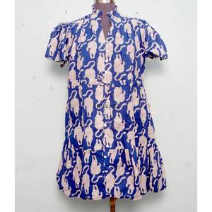 Vestido Corto con Estampado Floral para Mujer, Estilo Boho Chic, Midi de Verano, 100% Algodón, Corte en A, Informal, para la Playa, Vacaciones, Ligero, para Fiestas - Product Image 2