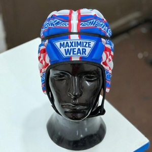 <b>Maximize</b> Wear Rugby Head Guard Poly Fabric Quilted Sublimation Print Clear Visor up to 7 Air Vents Unisex Adult Head Protection - Product Image 1