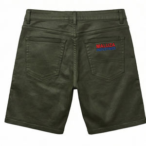 Unisex <b>Black</b> Faux Leather Elastic Waist Quick Dry Breathable Street Cargo Biker Hip Hop Urban Fashion Maluza Industries Shorts - Product Image 3