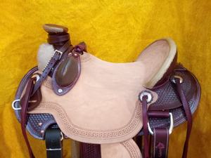 ROYAL INTERNATIONAL Ensemble de sellerie western en cuir durable de haute qualité, avec selle Big Horn enveloppée, arceau en fibre de verre et accastillage en acier inoxydable - Product Image 3