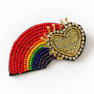 Strawberry Beaded Alloy Silver Plated Brooch Pin Embroidered Sequin Badge Seed Beads Lapel <b>for</b> Jackets Bags Hats Custom - Product Image 6