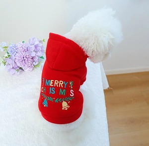 <b>Christmas</b> <b>Dog</b> Hoodie Red Embroidered Merry <b>Christmas</b> Design Fleece Pet Clothes Winter Cute Style for <b>Dogs</b> - Product Image 4