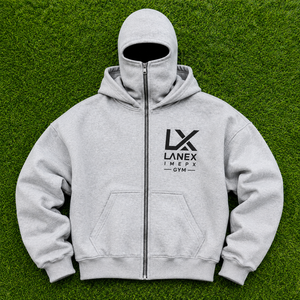OEM Custom Men's Oversized Full Zip Balaclava Hoodie, Heavyweight Cotton Fleece Face Mask Sweatshirt, Private Label Streetwear - Product Image 6