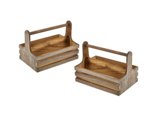 Rustic Wooden Countertop Cutlery Organizer <b>Caddy</b> with Handle Farmhouse Flatware Storage Basket for <b>Kitchen</b> Dining Restaurant Use - Product Image 4
