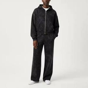 Conjunto de Sudadera con Capucha y Pantalones Deportivos Personalizados de Alta Calidad, 100% Algodón, Estilo Urbano, Lavado Ácido, Ecológicos, con Serigrafía y Bordado 3D para Hombre - Product Image 1