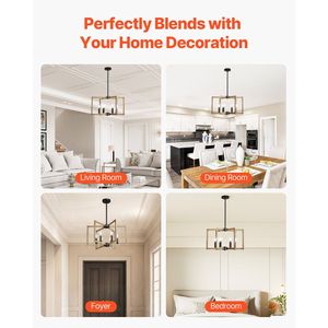 Lustre moderne en métal à 6 lumières, style farmhouse, hauteur réglable, luminaire suspendu pour salle à manger, certifié CE - Product Image 6