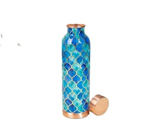 Botella de agua de cobre puro con estampado floral, botella clásica de metal para beber, recipiente para bebidas con acabado brillante, para el hogar, la oficina o como regalo. - Product Image 4