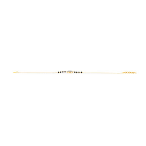 Bracelet élégant Mangalsutra à l'œil protecteur pour femmes |   Bracelet chaîne ajustable plaqué or 18 carats avec diamants CZ |   Minimaliste Lucky Protec - Product Image 2