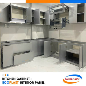 Gabinete de cocina con acabado gris ceniza Panel interior de PVC Solución de fabricación principal de Vietnam - Product Image 1
