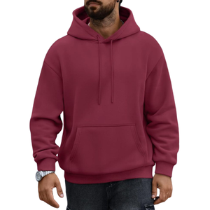 New high quality hot selling 100% cotton winter half zip hoodies for men plus size breathable custom logo heavyweight plain dyed - Product Image 1