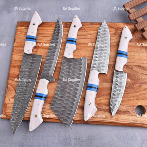 Customizable Hand Forged Chef <b>Knife</b> 5 Pcs Damascus Steel Blade Ambidextrous Handle Wholesale Best Price Drop Shipping Chef <b>Set</b> - Product Image 4