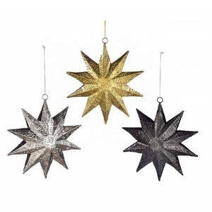 อุปกรณ์ตกแต่งต้นคริสต์มาสทำจากโลหะแขวนดาวและเครื่องประดับหัวใจสำหรับต้นคริสต์มาส - Product Image 2
