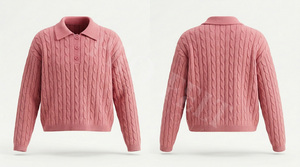 Pull en maille tendance et élégant à col polo, confortable pour homme, vente en gros, chemises polo en coton et polyester - Product Image 4