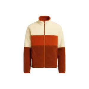 Trendy Winter <b>Orange</b> ColorBlock Hooded Polar <b>Fleece</b> Jacket-Waterproof Breathable Reflective Thin - Product Image 2