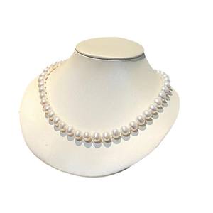 Collier de perles d'eau douce AAA9-10mm avec de petites imperfections, forme arrondie, cadeau pour les mères - Product Image 5