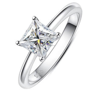 Princess Cut Moissanite Engagement <b>Ring</b> VVS <b>Solitaire</b> 925 Sterling <b>Silver</b> Luxury Bridal Wedding Jewelry <b>Ring</b> For Women - Product Image 1