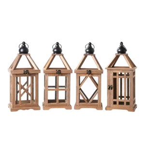 Juego de 2 faroles de madera recién lanzados para decoración de bodas, centros de mesa con candelabros para decoración del hogar - Product Image 3