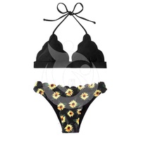 Bikini de Dos Piezas Sexy y Erótico para Mujer, Traje de Baño Triangular Sólido/Estampado de Secado Rápido, Antibacterial, Ecológico y con Protección UV