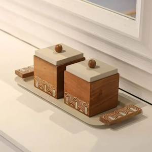 Natural Wood Square Classic Eco-Friendly Canister Wooden Lid Handmade Kitchen Storage Jar <b>Tea</b> <b>Coffee</b> <b>Sugar</b> Spice Grain Container - Product Image 3