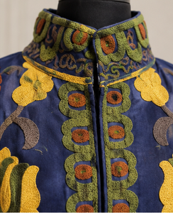 Chaqueta Reversible de Secado Rápido, Hecha a Mano, Azul Marino, Estilo Suzani, Mini Boho, con Bordado Floral, de Algodón y Terciopelo, Cuello Alto, Estilo Jaipuri - Product Image 5