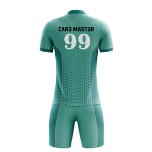 ชุดฟุตบอลผู้ชายผ้าโพลีเอสเตอร์แบบเรียบ ระบายอากาศได้ดี สีน้ำเงิน ชุดแข่งฟุตบอล ชุดกีฬาฟุตบอล ครบชุด - Product Image 3