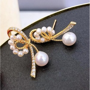 Exquisitos Pendientes de Plata de Ley S925 con Perla de Agua Dulce, Diseño de Lazo de Alta Calidad, Joyería Colgante - Product Image 3