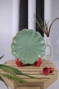 Service de table en grès personnalisé, avec glaçure à effet de four bleu, forme irrégulière, comprenant assiettes de présentation en céramique, pour la maison - Product Image 2
