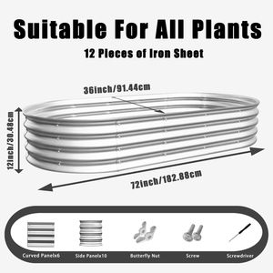 Kit de Jardinière Surélevée Robuste Galvanisée 6x3x1 pieds pour Légumes, Fleurs et Herbes d'Extérieur - Fournitures de Jardinage - Product Image 6